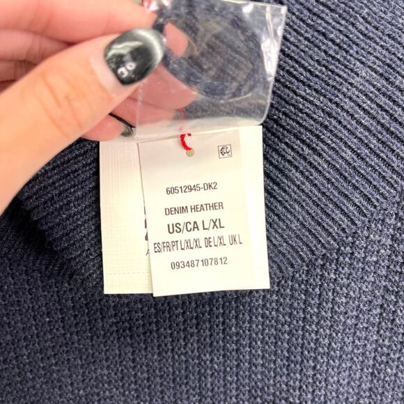 Anne Klein Sweater Women’s L/XL Dark Blue Knit Pullover Poncho Fringe NWT - Picture 6 of 9